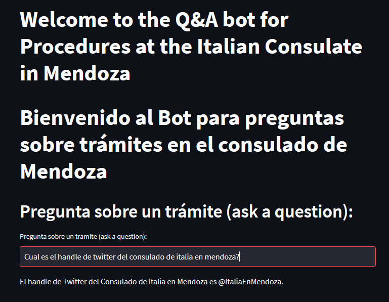 A Q&A bot for Procedures at the Italian Consulate in Mendoza | Devpost