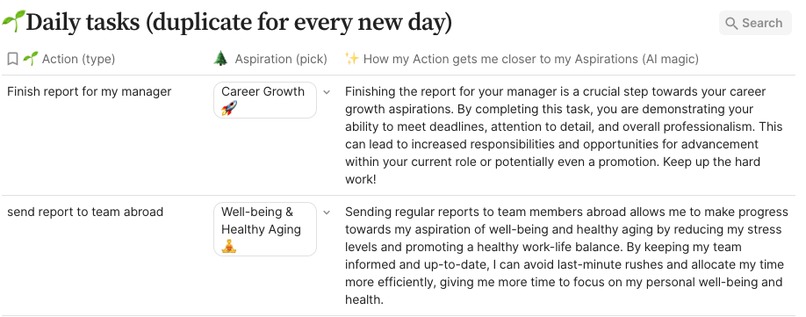 Actions → Aspirations , AI as your personal gardener – screenshot 5