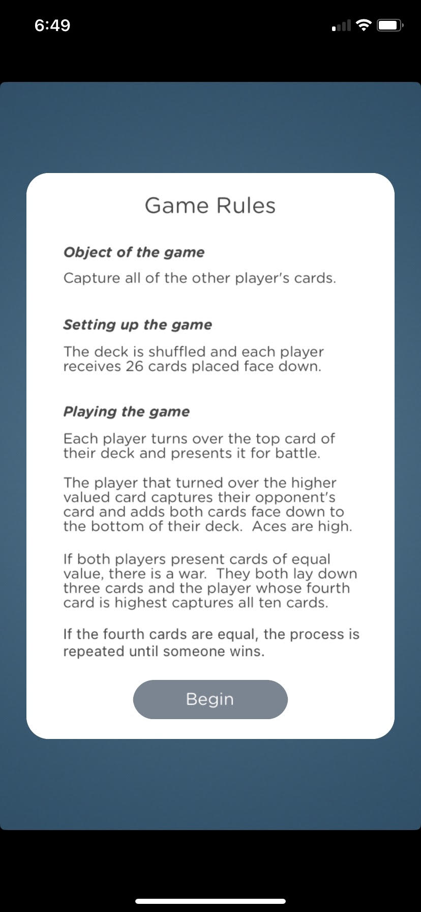 War card game devpost