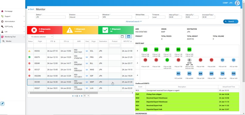 Cargo Data Monitoring Tool Integrated to OneRecord  – screenshot 1