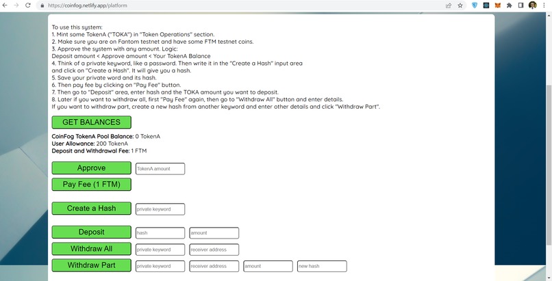 CoinFog Crypto Mixer – screenshot 2