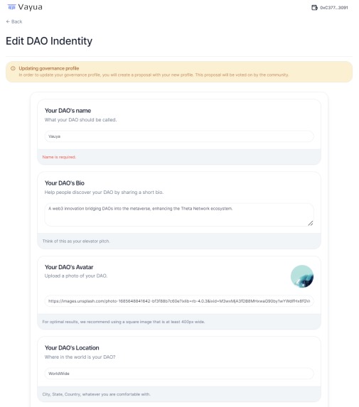 The Vayua DAO – screenshot 5
