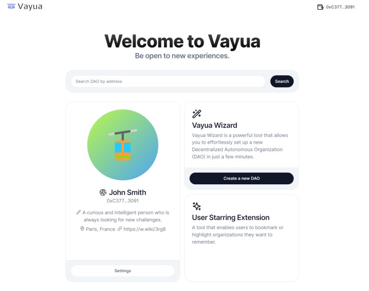 The Vayua DAO – screenshot 1