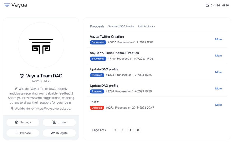 The Vayua DAO – screenshot 2