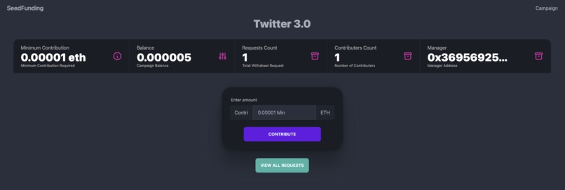 Decentralized Crowdfunding – screenshot 1
