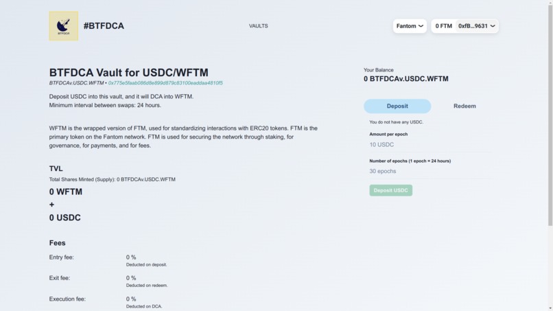 BTFDCA Vaults – screenshot 2