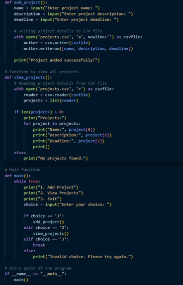 Project planner – screenshot 1