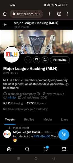 FOLLOWED MLH ON TWITTER – screenshot 1