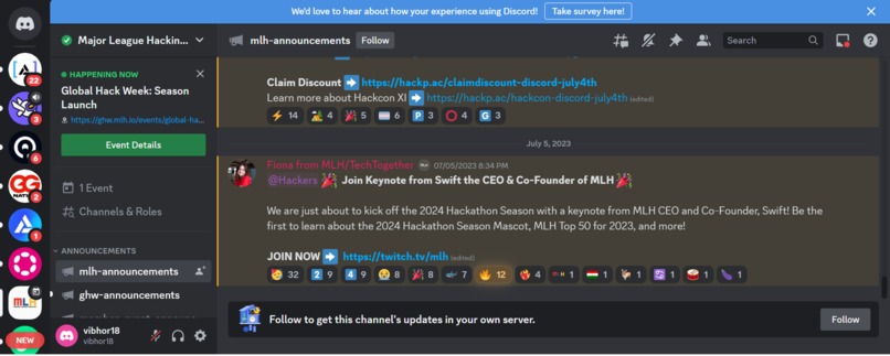 JOINED MLH ON DISCORD – screenshot 1