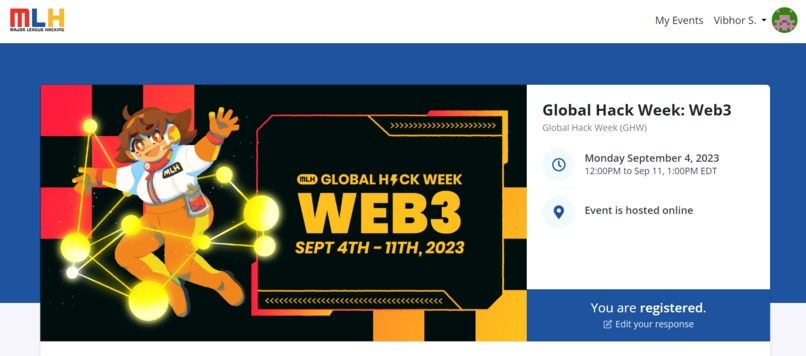 REGISTERED FOR GLOBAL HACK WEEK WEB3 – screenshot 1