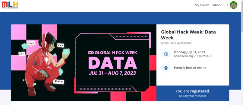 REGISTERED FOR GLOBAL HACK WEEK DATA WEEK – screenshot 1