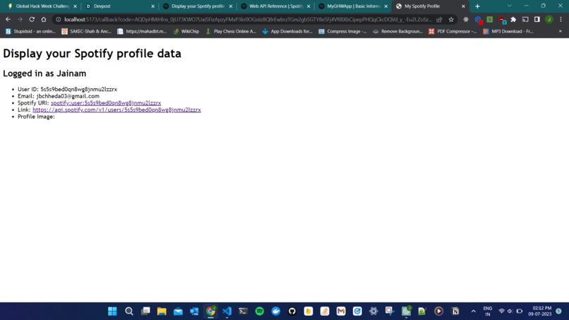 Spotify profile displayer  – screenshot 1