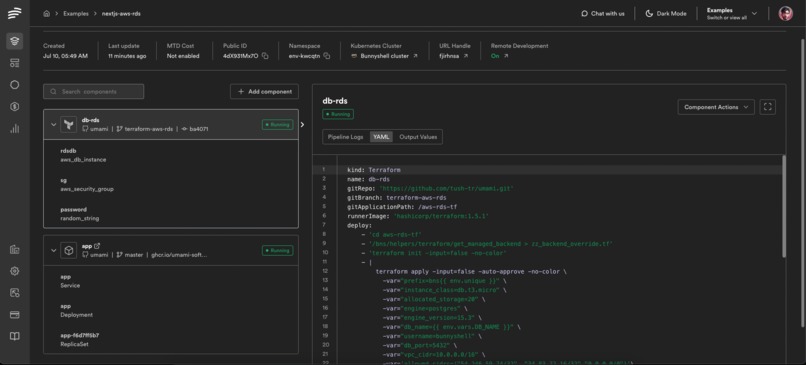 Umami on Bunnyshell – screenshot 1