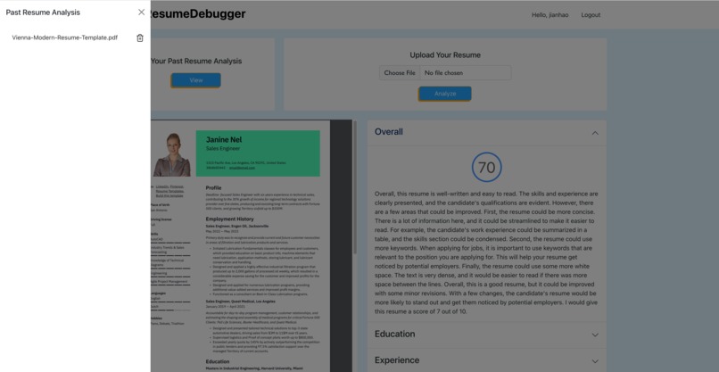 Resume Debugger – screenshot 1