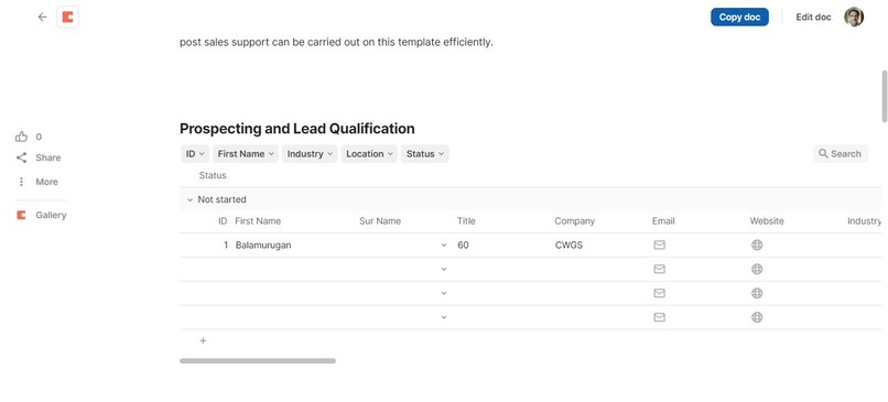 Sales and CRM using Coda AI – screenshot 1