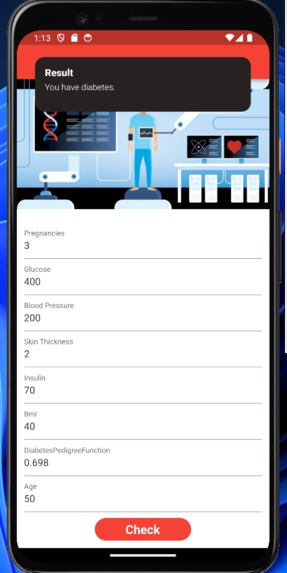Mellitus diabetes prediction app .  – screenshot 1