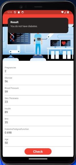 Mellitus diabetes prediction app .  – screenshot 2