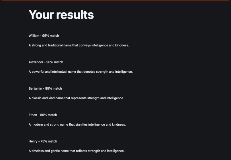 Babynaming.pro: A serverless baby naming application – screenshot 5