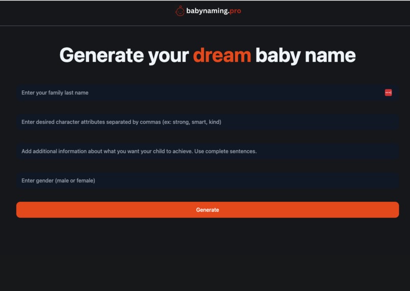 Babynaming.pro: A serverless baby naming application – screenshot 4