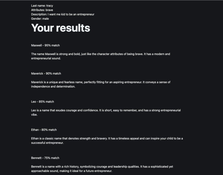 Babynaming.pro: A serverless baby naming application – screenshot 6