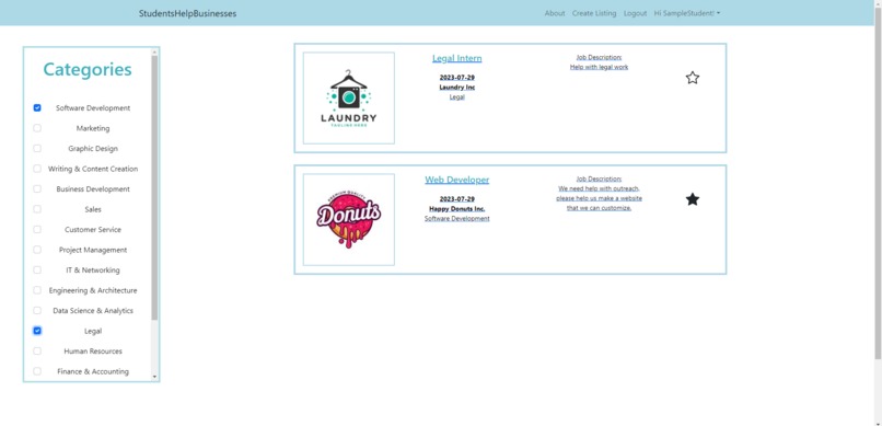 StudentsHelpBusinesses – screenshot 1
