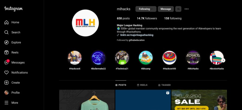 Followed MLH on Instagram – screenshot 1
