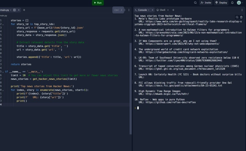 Hacker News Headlines Scraper – screenshot 1