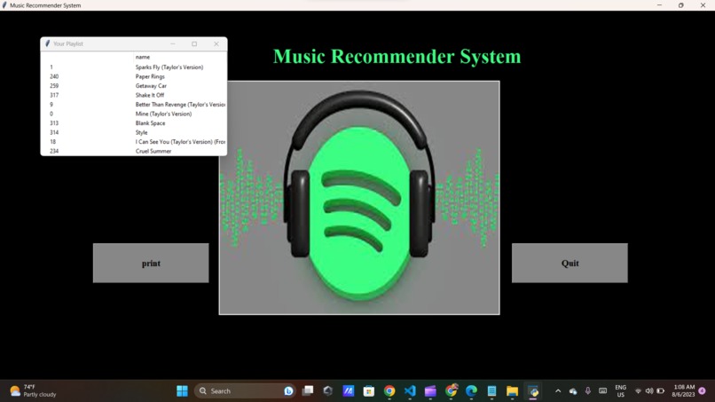 Team 586_Song Recommender System – screenshot 4