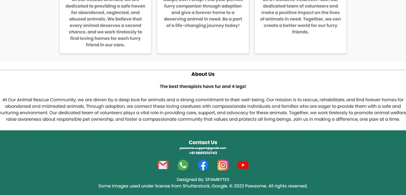 Pawsome(Animal welfare Website) – screenshot 4