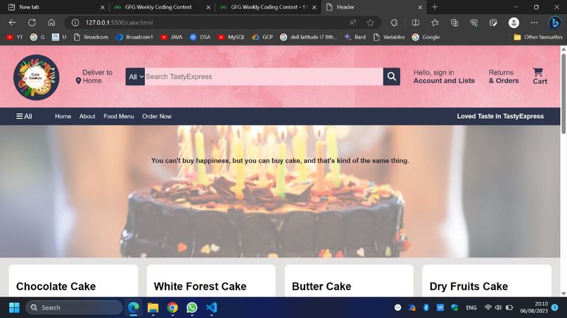 Smart Restaurant website – screenshot 2