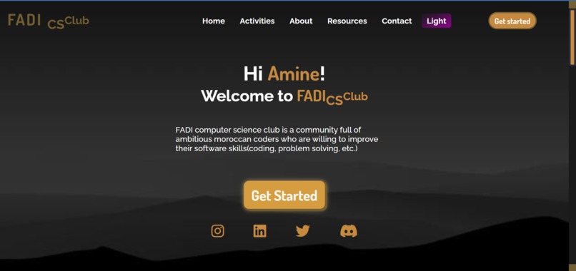 FADI CS Club Website – screenshot 1