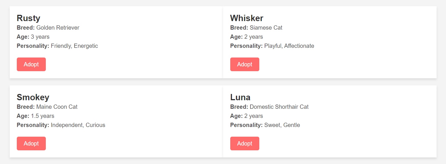 Virtual Pet Adoption Center Devpost