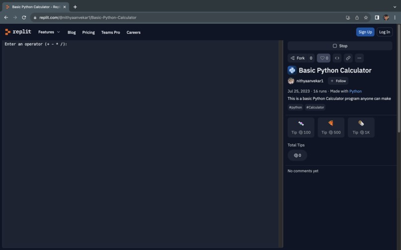 Basic Python Calculator – screenshot 1