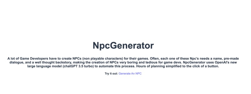 NpcGenerator(Akshat M) – screenshot 1