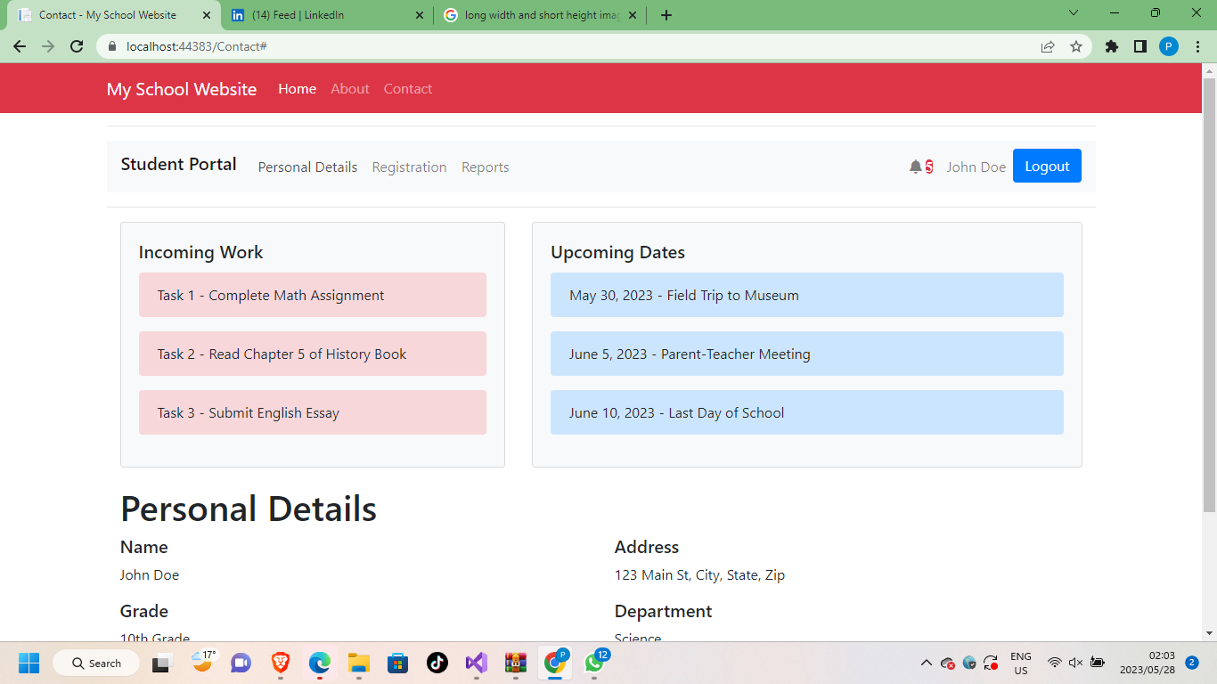 Schoolwebsite devpost