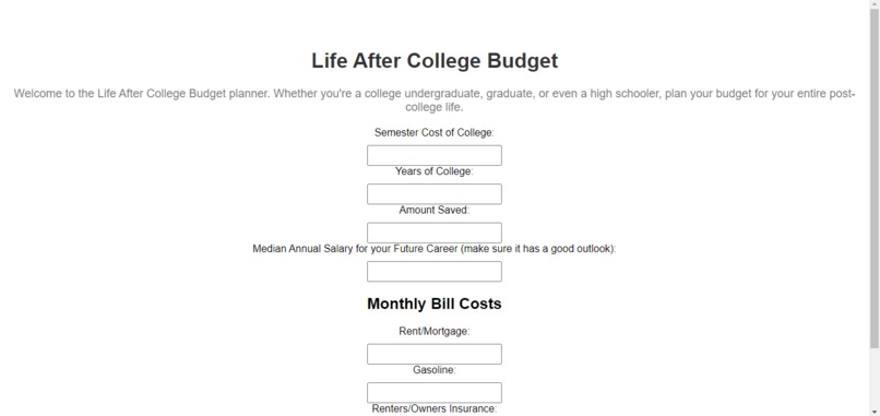 Life After College Budget Helper – screenshot 1