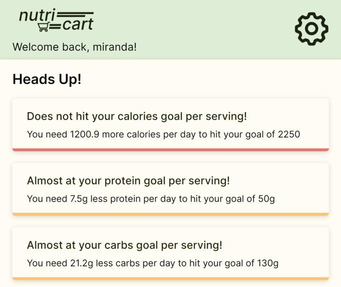 NutriCart – screenshot 1