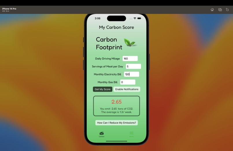 My Carbon Score – screenshot 1