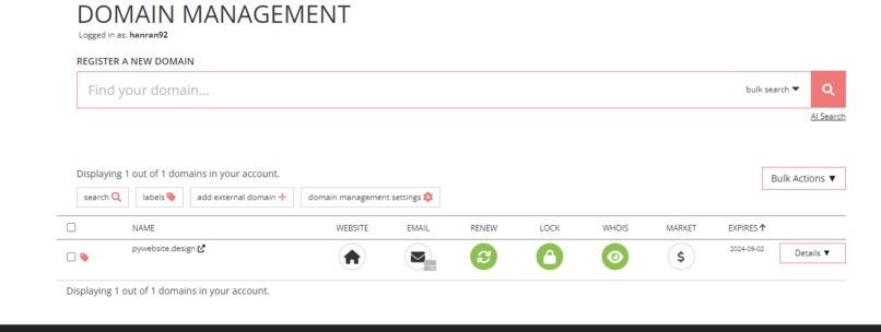 My domain name – screenshot 1