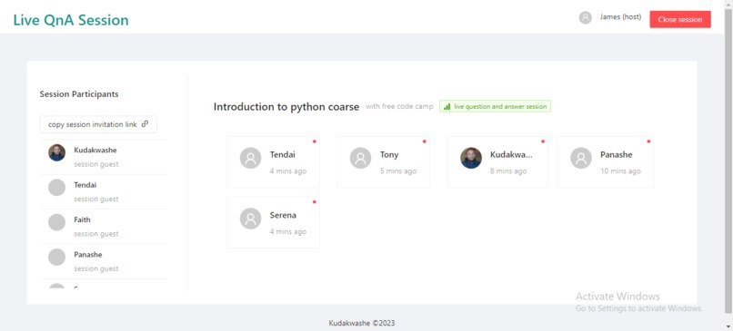 Live Question and answer session – screenshot 1