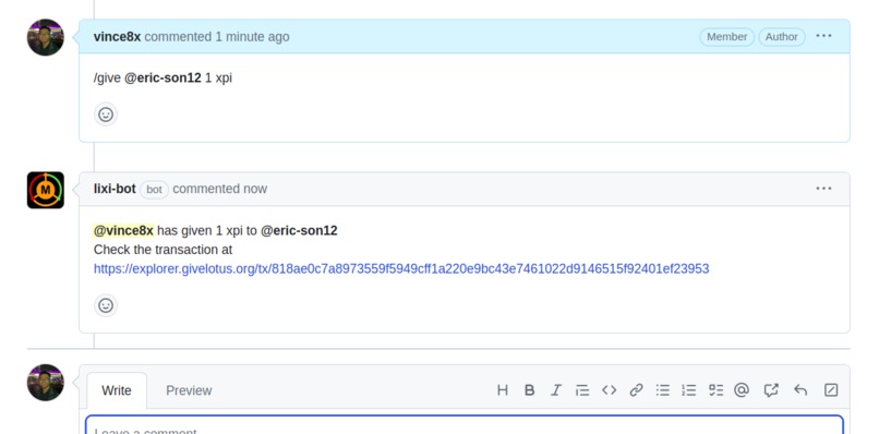 lixi gitbot – screenshot 1
