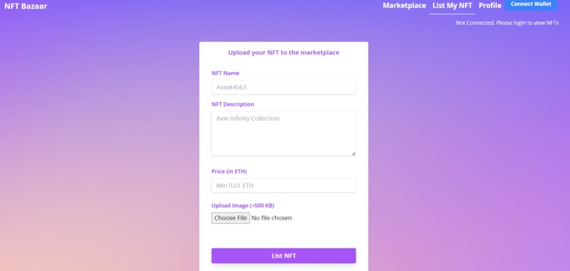 NFT-MarketPlace – screenshot 2