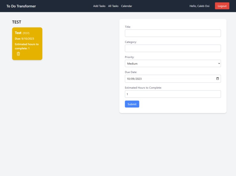 To Do Transfomer – screenshot 1