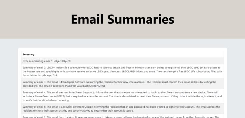 Email Summariser – screenshot 1
