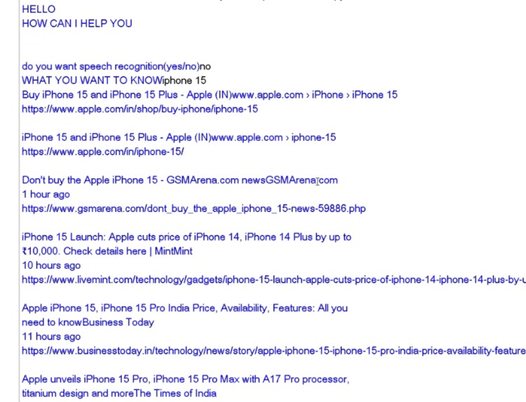 VOICE ACTIVATED WEB ASSISTANT – screenshot 1