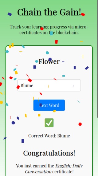 Chain the Gain! Liberate Language Certificates on Blockchain – screenshot 5