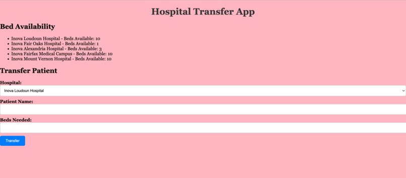 Hospital Patient Transfer App – screenshot 1