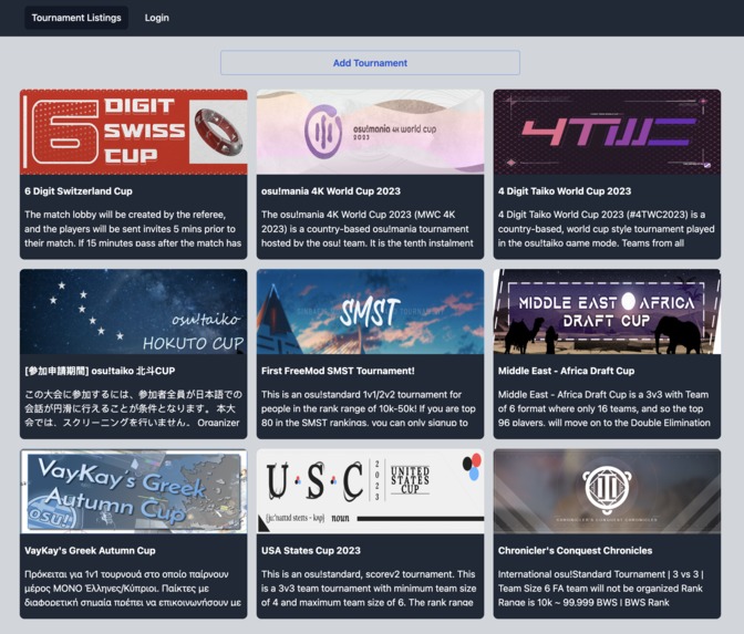 Tournaments.sh – screenshot 1
