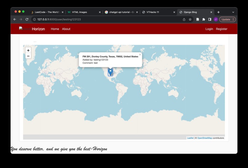 Horizon travelling social media – screenshot 1