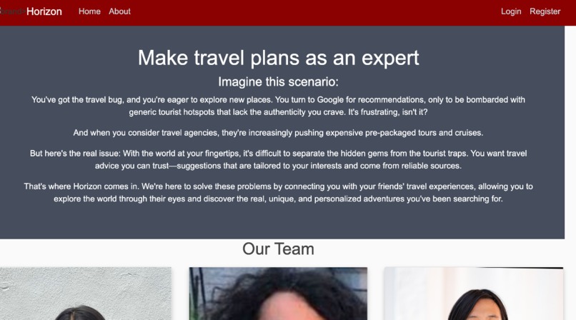 Horizon travelling social media – screenshot 2